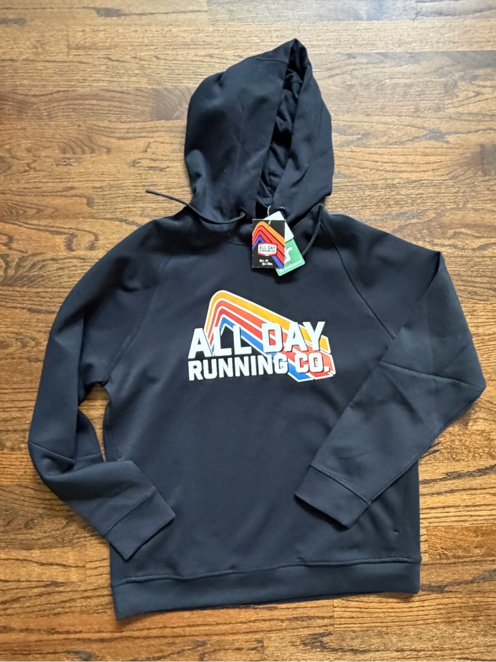 NWT All Day Running Co. Black Logo Hoodie
Size Large